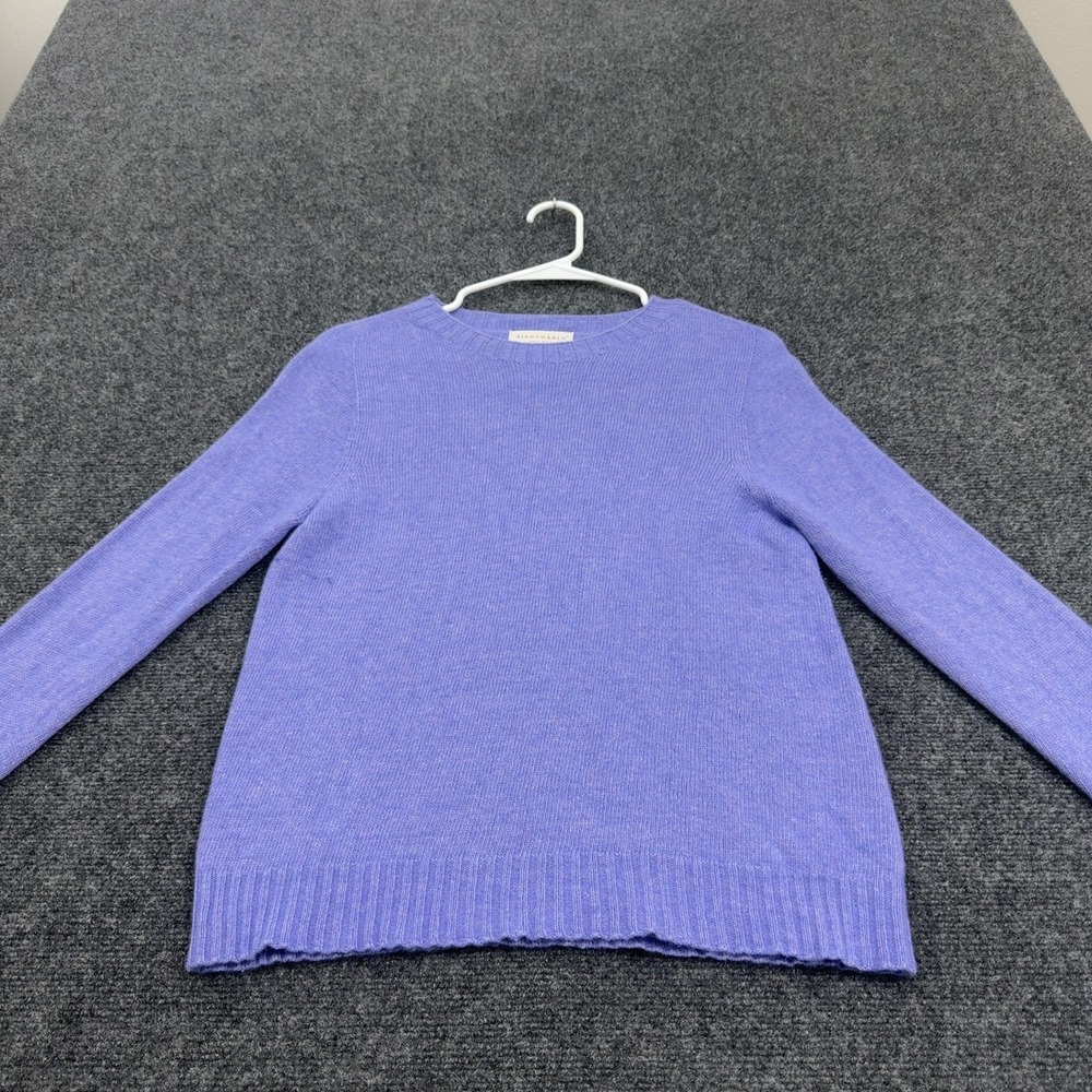 Bianco & Blu Sweater Womens M Purple Merino Wool Cashmere Crew Neck Casual Style